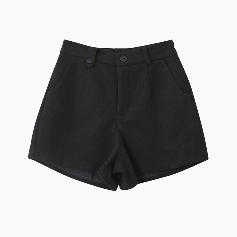 【LD11044】實拍厚款毛呢西裝短褲後鬆緊腰251202