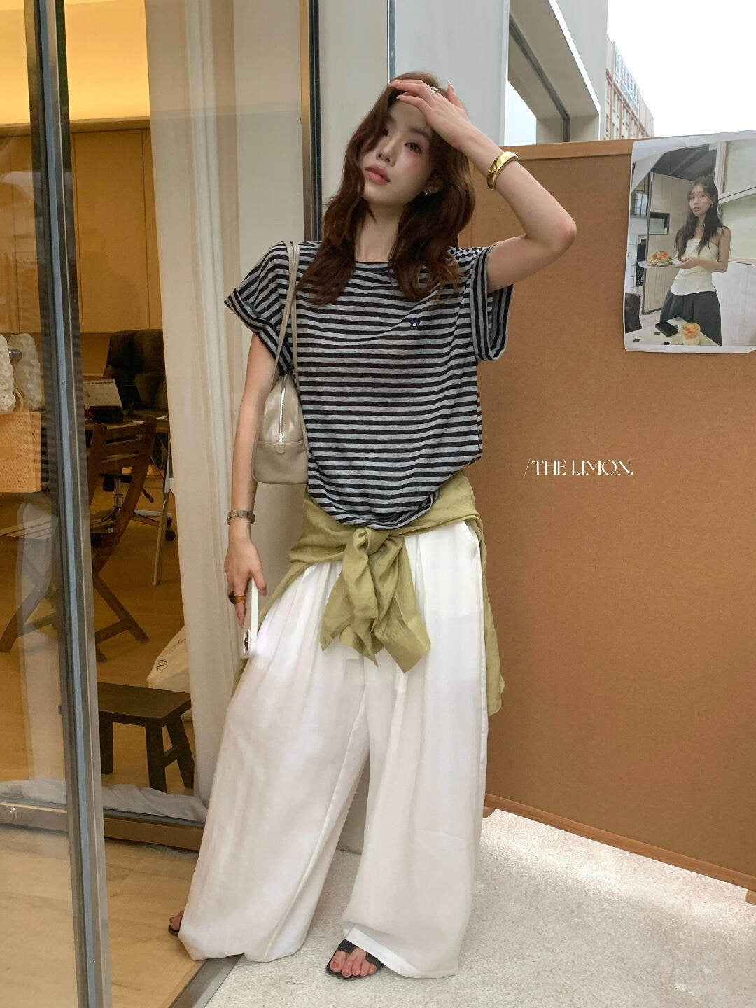 【L10695】韓系復古學院風🐎百搭親膚條紋小馬刺繡圓領短袖T恤260526