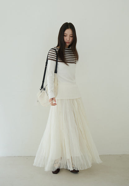 【LD11145】實拍浪漫百搭！氣質網紗A字裙/鬆緊腰紗裙/長裙260309