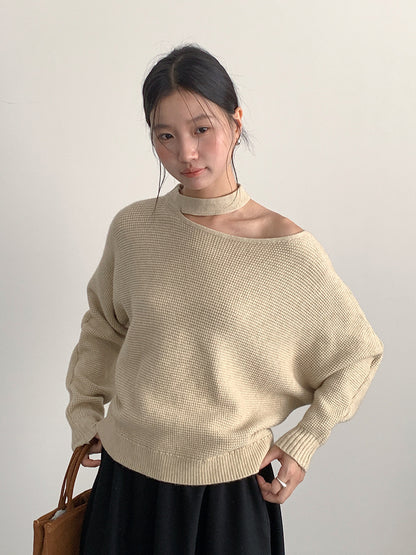 【LD11029】實拍韓系掛脖鏤空露肩針織毛衣251124