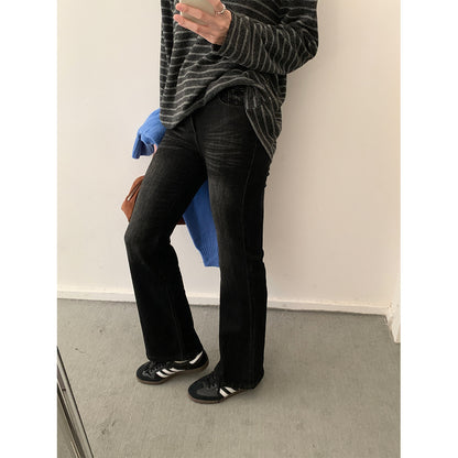 【H560】實拍加厚磨毛高腰微喇牛仔褲251021