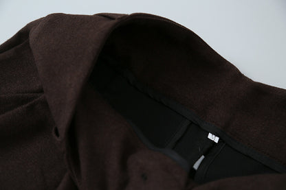 【LD3301】實拍韓系簡約高腰毛呢闊腿七分褲251103