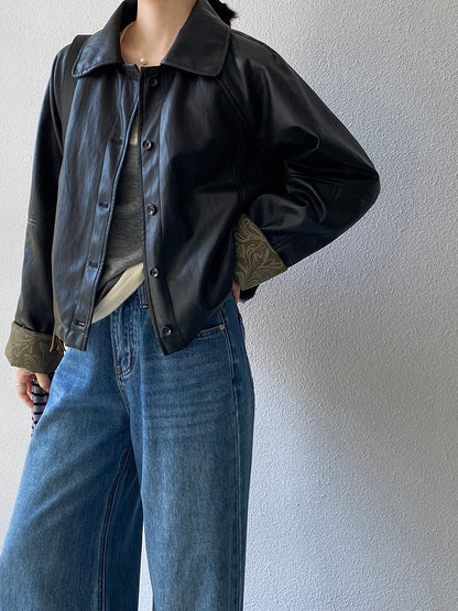【cimz1667】實拍個性復古黑色工裝皮衣外套251120