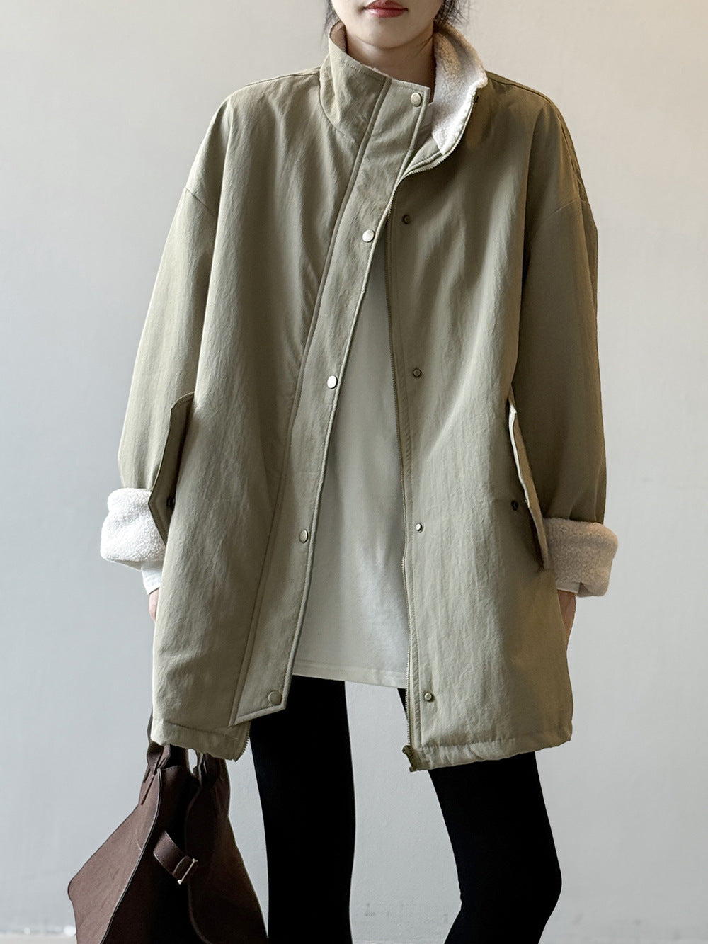 【Y82650】實拍立領帥氣內裡羊羔毛工裝外套251016