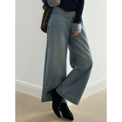 【Y981316】實拍S~XL冬季高腰加絨直筒牛仔褲含腰帶251106