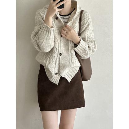 【Y28805】復古質感・麂皮絨高腰修身顯瘦短裙260917