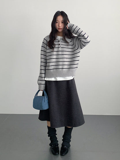 【LD11063】實拍復古條紋加厚棉羊絨針織毛衣251209