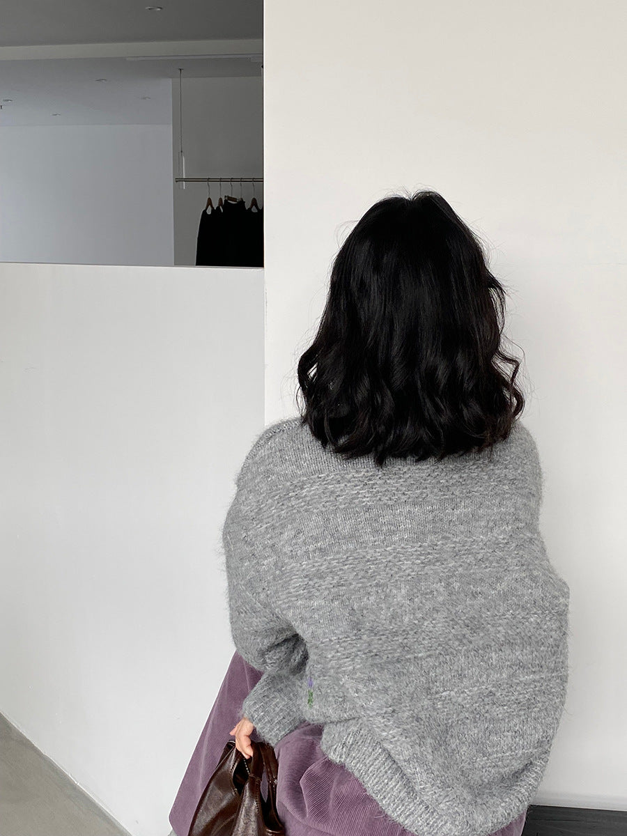 【cimz1377】實拍清新高級刺繡小花羊毛針織毛衣251128