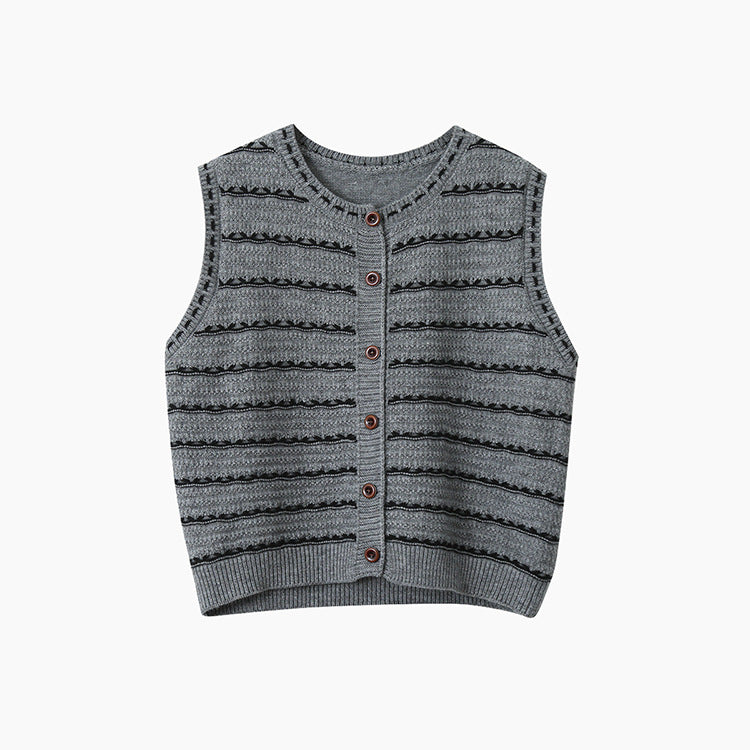 【LD3278】實拍小圓領長袖襯衫+條紋針織背心（分開下單）251103