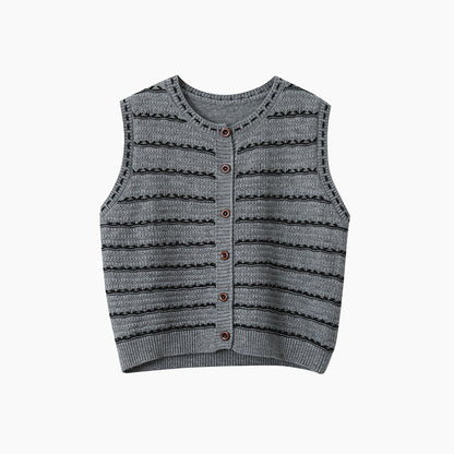 【LD3278】實拍小圓領長袖襯衫+條紋針織背心（分開下單）251103