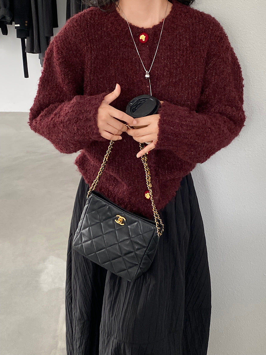 【cimz1391】實拍毛茸茸可愛羊毛針織毛衣開衫（羊毛14%)251201