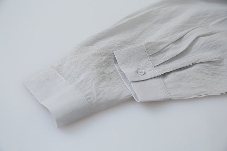 【LD11298】韓系慵懶鬆弛感☁️百搭小馬刺繡薄款純色長袖襯衫260519