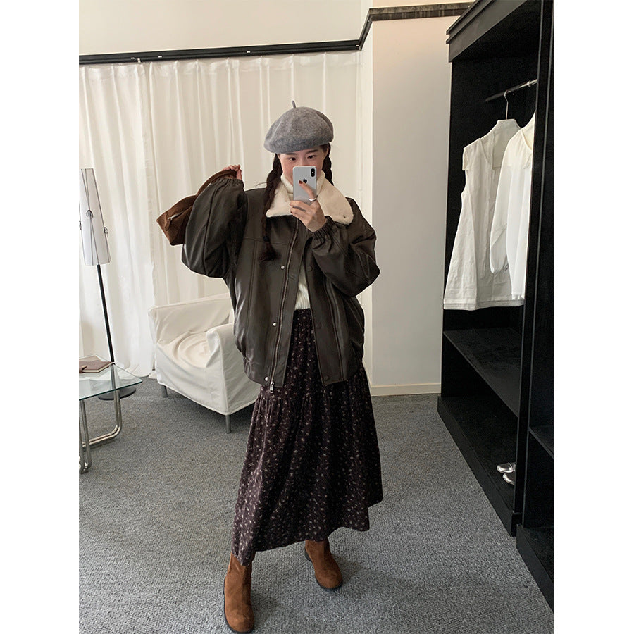 【H5485】實拍高級感毛領PU皮衣夾棉加厚外套251109