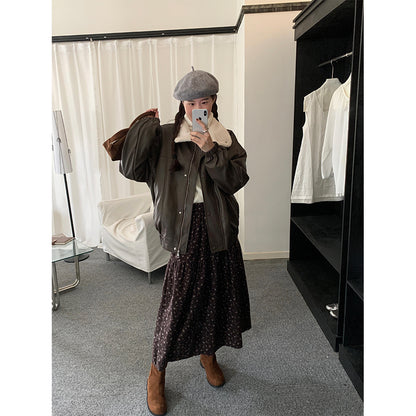 【H5485】實拍高級感毛領PU皮衣夾棉加厚外套251109