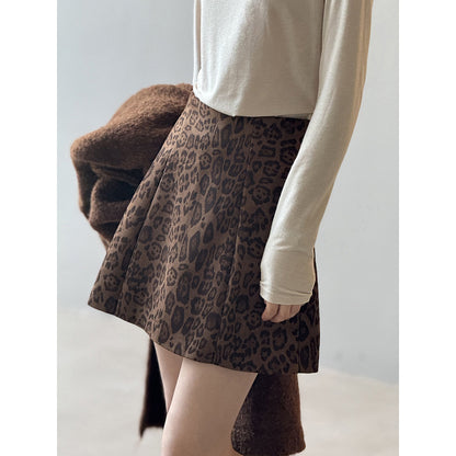 【Y82656】實拍美式復古豹紋A字裙(內有安全褲）251016