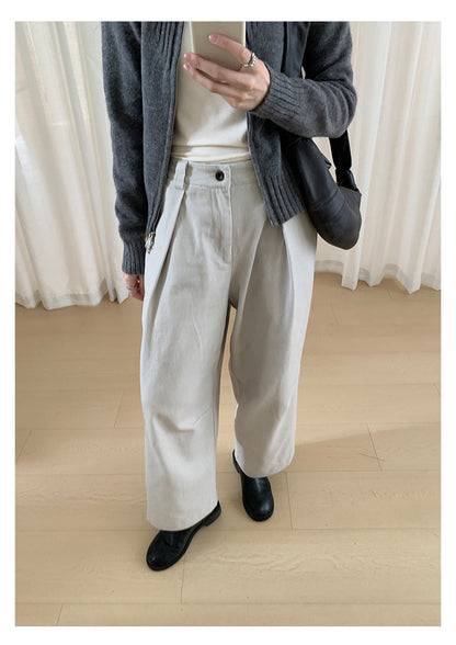 【H566】實拍秋冬高腰斜紋棉挺版西裝長褲（後鬆緊腰）251021