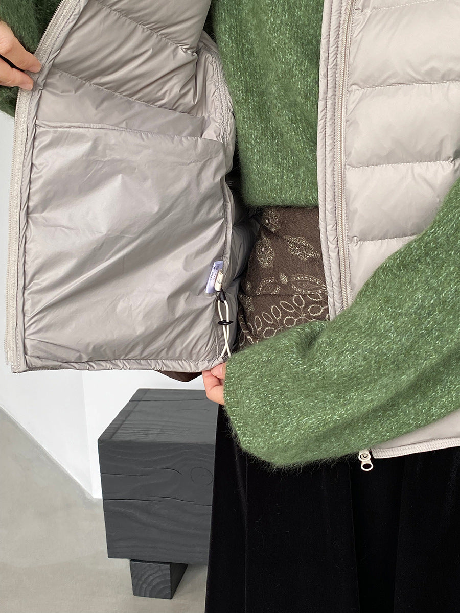 【cimz6377】實拍立領排骨雙頭拉鏈羽絨背心(90白鴨絨)251120