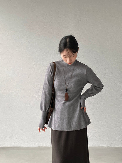 【cimz6652】實拍氣質半高領/V領燈籠袖極簡氣質針織衫251128