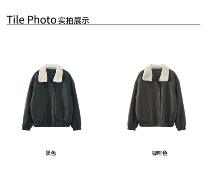 【H5485】實拍高級感毛領PU皮衣夾棉加厚外套251109