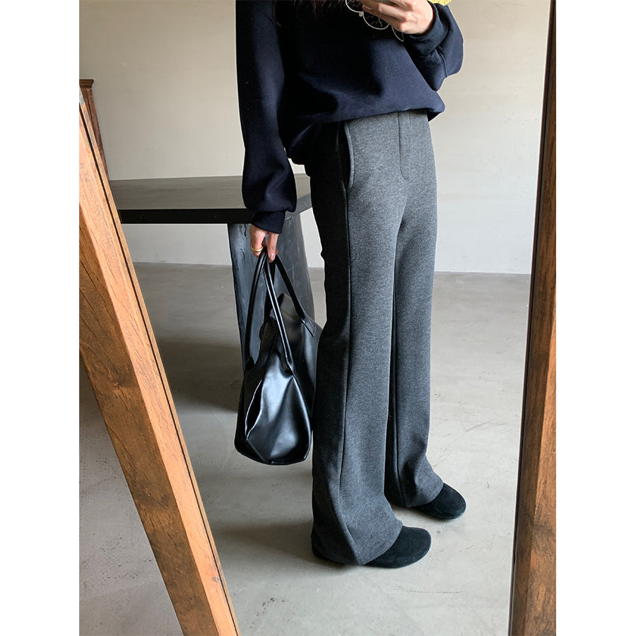 【H5517】實拍超級瘦高腰加絨厚款氣質喇叭褲251125