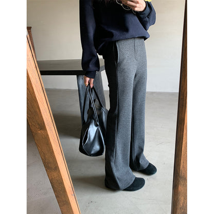 【H5517】實拍超級瘦高腰加絨厚款氣質喇叭褲251125