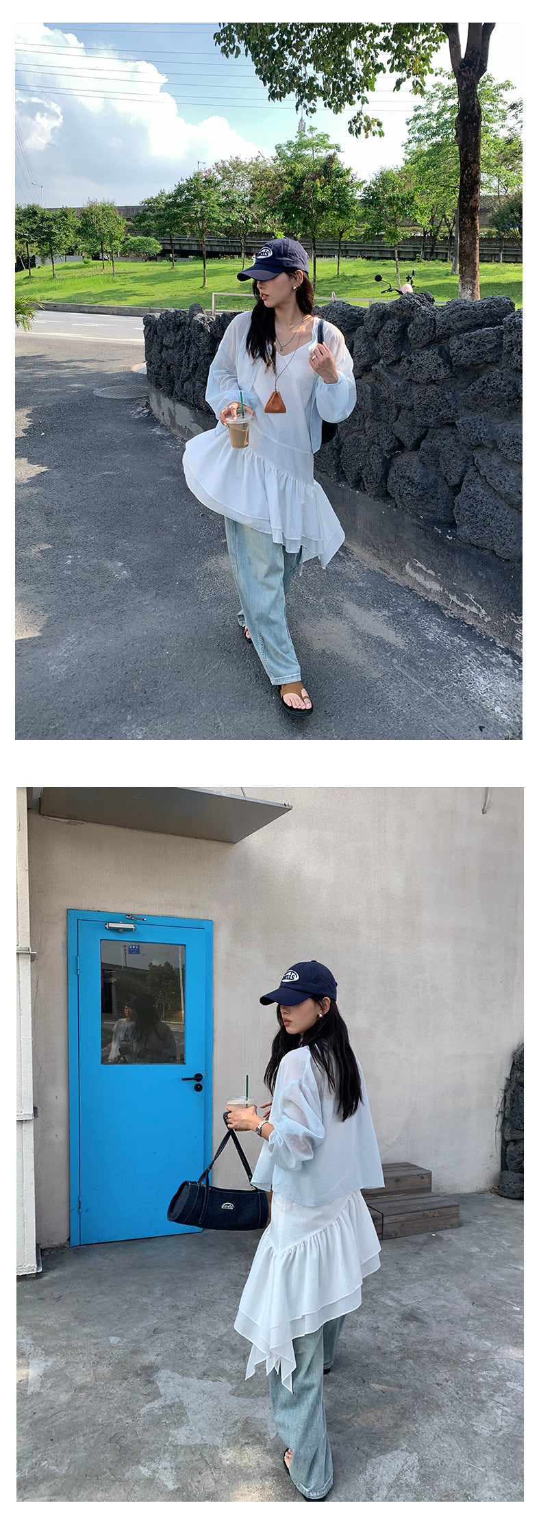【H5275】實拍夏日簡約棒球款肌理紋防曬罩衫250520