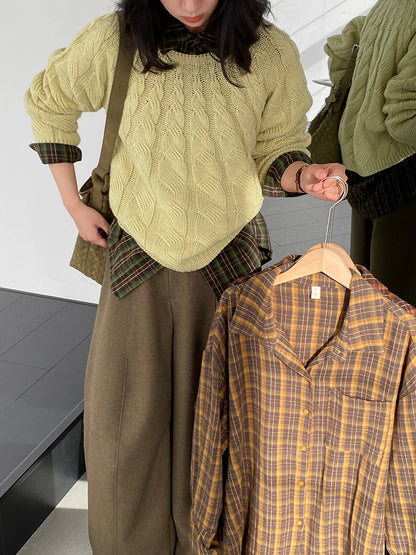 【cimz1753】實拍磨毛加厚復古格紋襯衫 251120