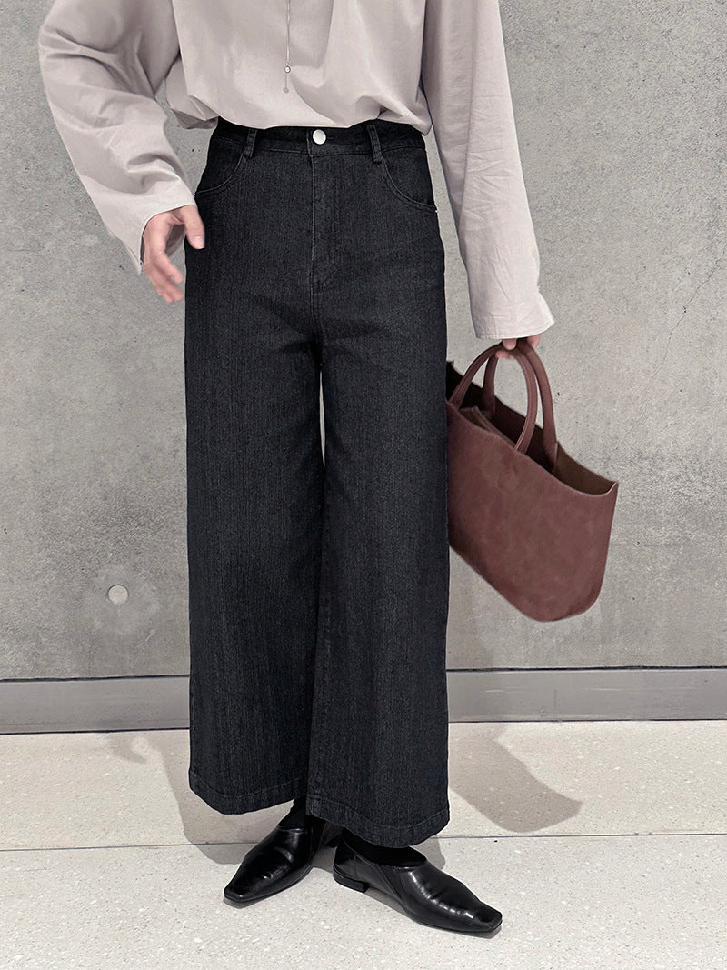 【cim6121】實拍超顯瘦顯腿直彈性九分黑色牛仔褲251030