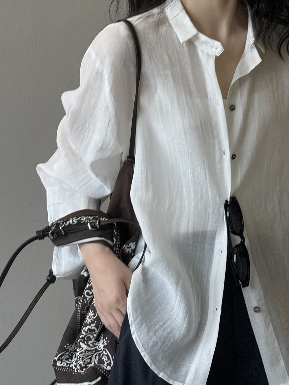 【Y82525】實拍天丝苎麻氣質涼爽防曬襯衫250619