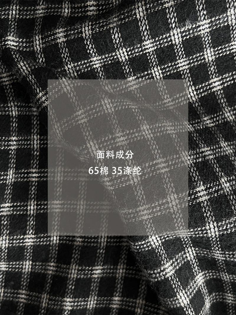 【cim1695】實拍法式磨毛領結氣質格子襯衫251030