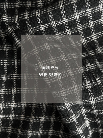 【cim1695】實拍法式磨毛領結氣質格子襯衫251030