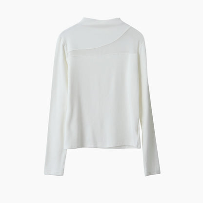 【LD11024】實拍氣質網紗拼接加絨半高領長袖T恤251124