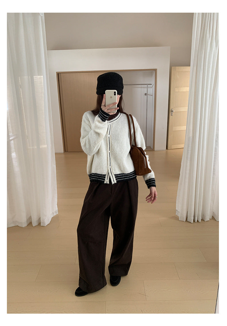 【H566】實拍秋冬高腰斜紋棉挺版西裝長褲（後鬆緊腰）251021