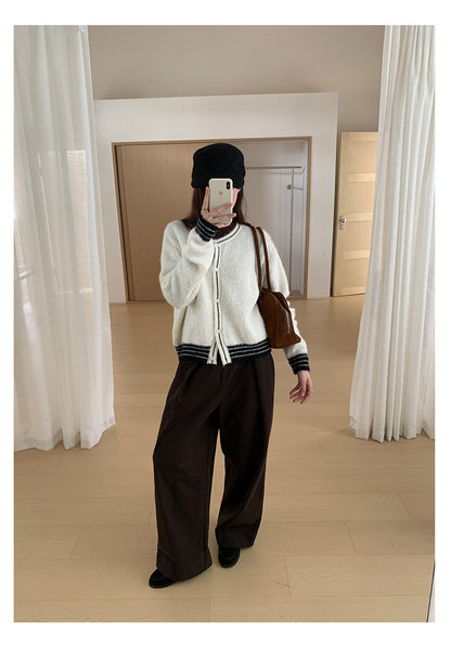 【H566】實拍秋冬高腰斜紋棉挺版西裝長褲（後鬆緊腰）251021