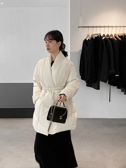 【cimz6386】實拍歐美大氣抗寒鎖温收腰氣質羽絨外套（白鴨絨90%)251120