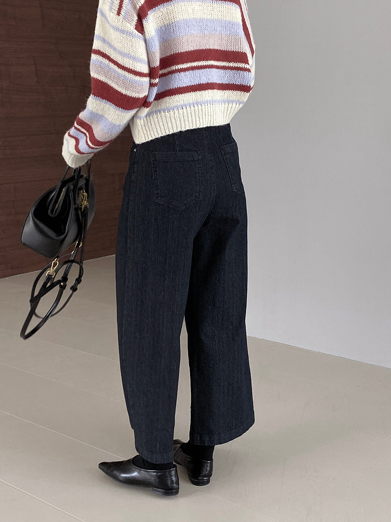 【cim6121】實拍超顯瘦顯腿直彈性九分黑色牛仔褲251030