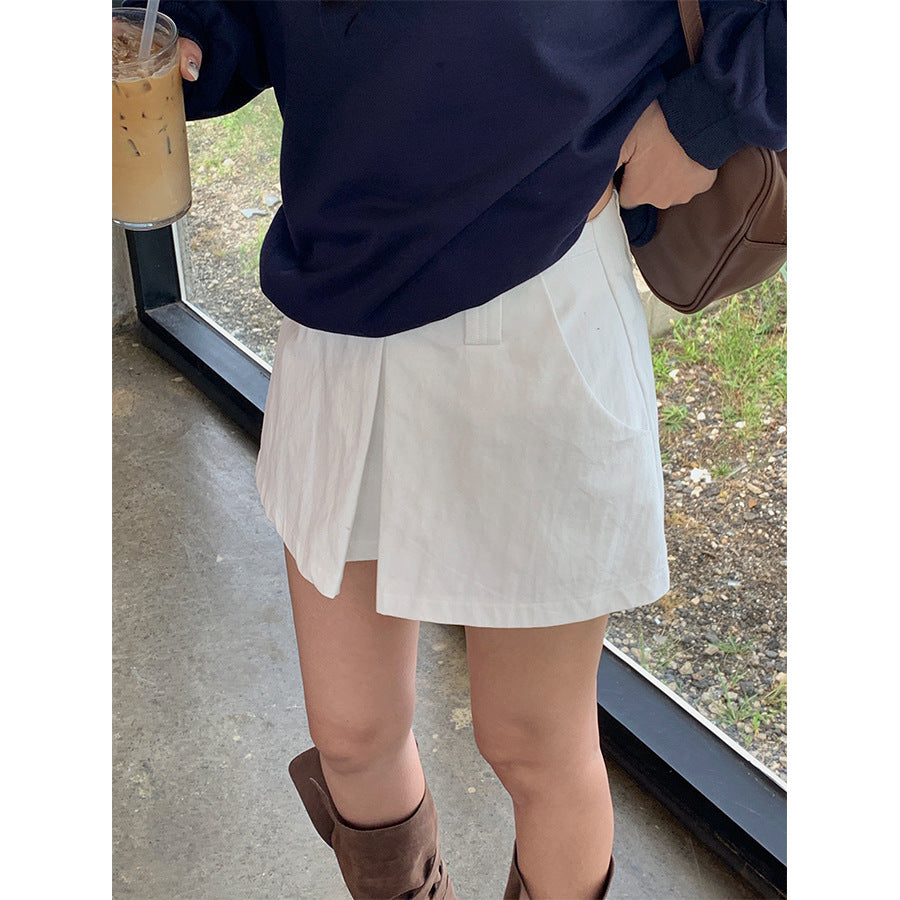 【H5387】實拍韓版設計顯瘦開叉裙褲(內有安全褲）250902