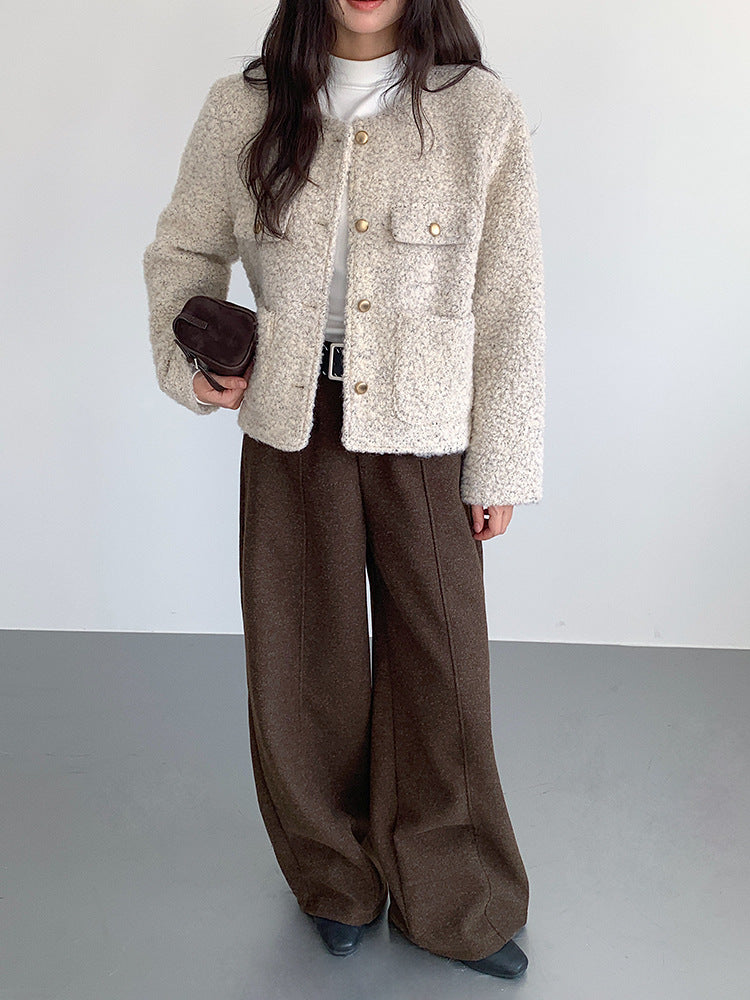 【LD11011】實拍S~XL設計感毛呢西裝闊腿褲251110