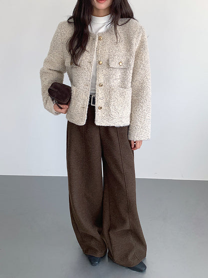 【LD11011】實拍S~XL設計感毛呢西裝闊腿褲251110