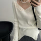【cimF12113】實拍韓國甜美氣質蕾絲花邊珍珠扣針織衫231208