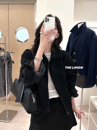 【L9150】實拍檸檬復古寬鬆羊津絨工裝長袖短外套251117