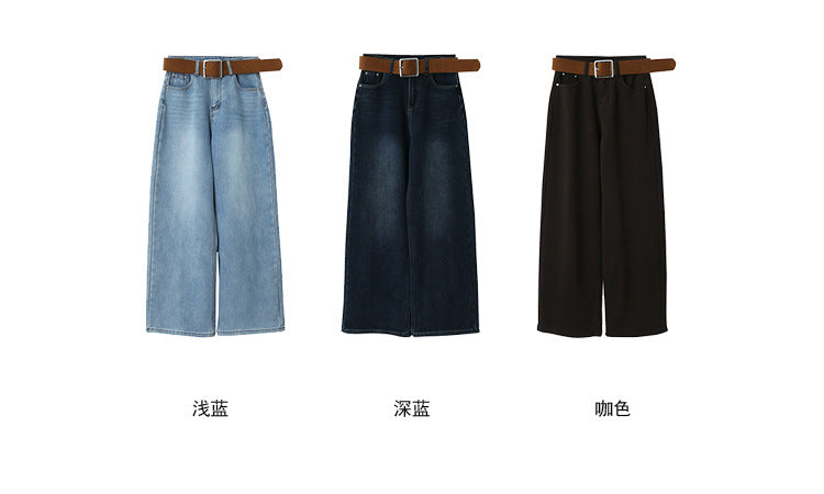 【LD11010】實拍S~XL復古加絨加厚高腰直筒牛仔褲251110