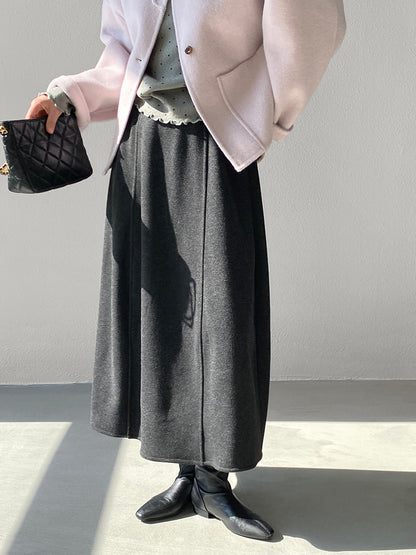 【cimz6392】實拍極簡內加絨加厚高腰毛呢長裙（羊毛3)251120