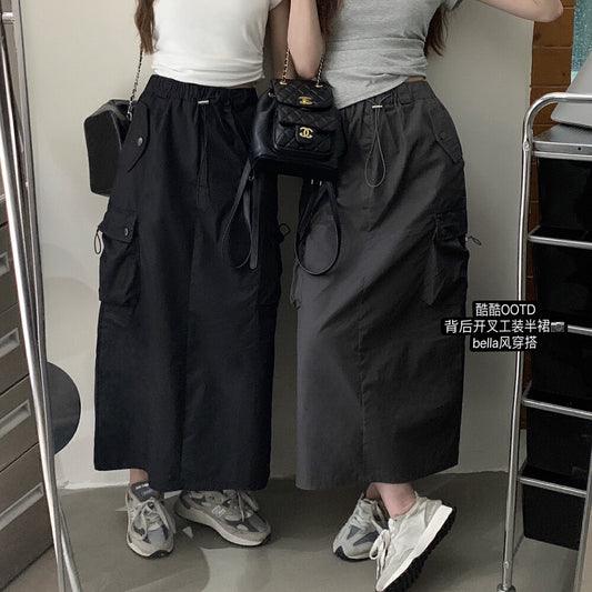 【L6512】實拍夏季檸檬休閒高腰工裝裙240510