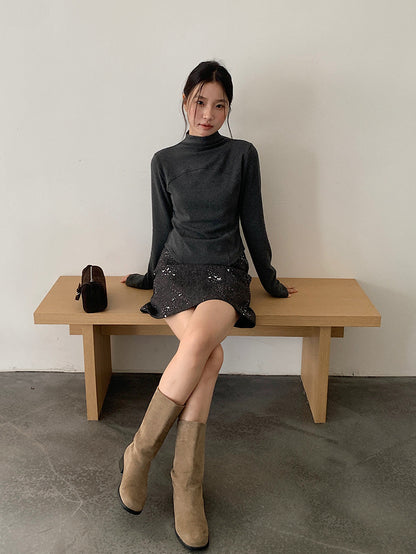 【LD11041】實拍羊绒簡約高領長袖T恤251202