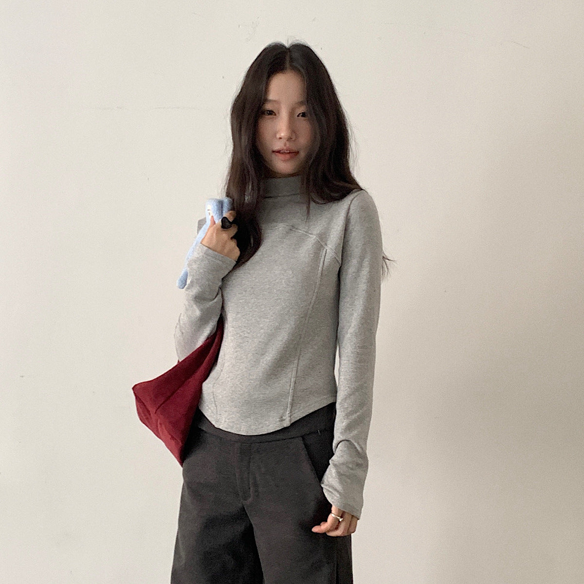 【LD11041】實拍羊绒簡約高領長袖T恤251202