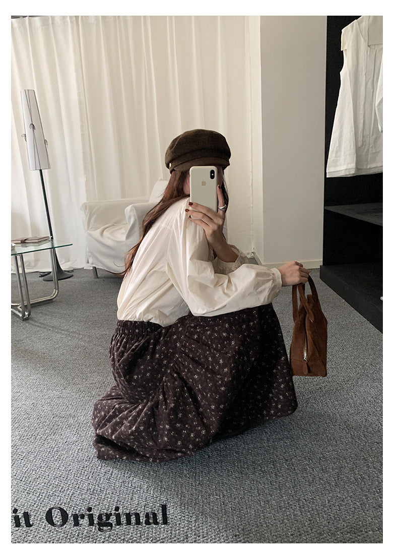 【H5490】實拍日系清新小碎花鬆緊腰長裙（棉）251109