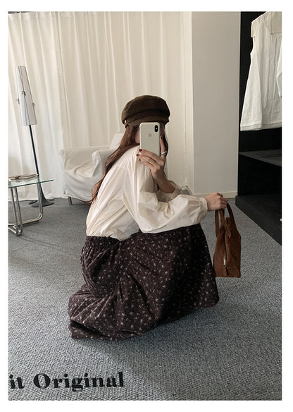 【H5490】實拍日系清新小碎花鬆緊腰長裙（棉）251109