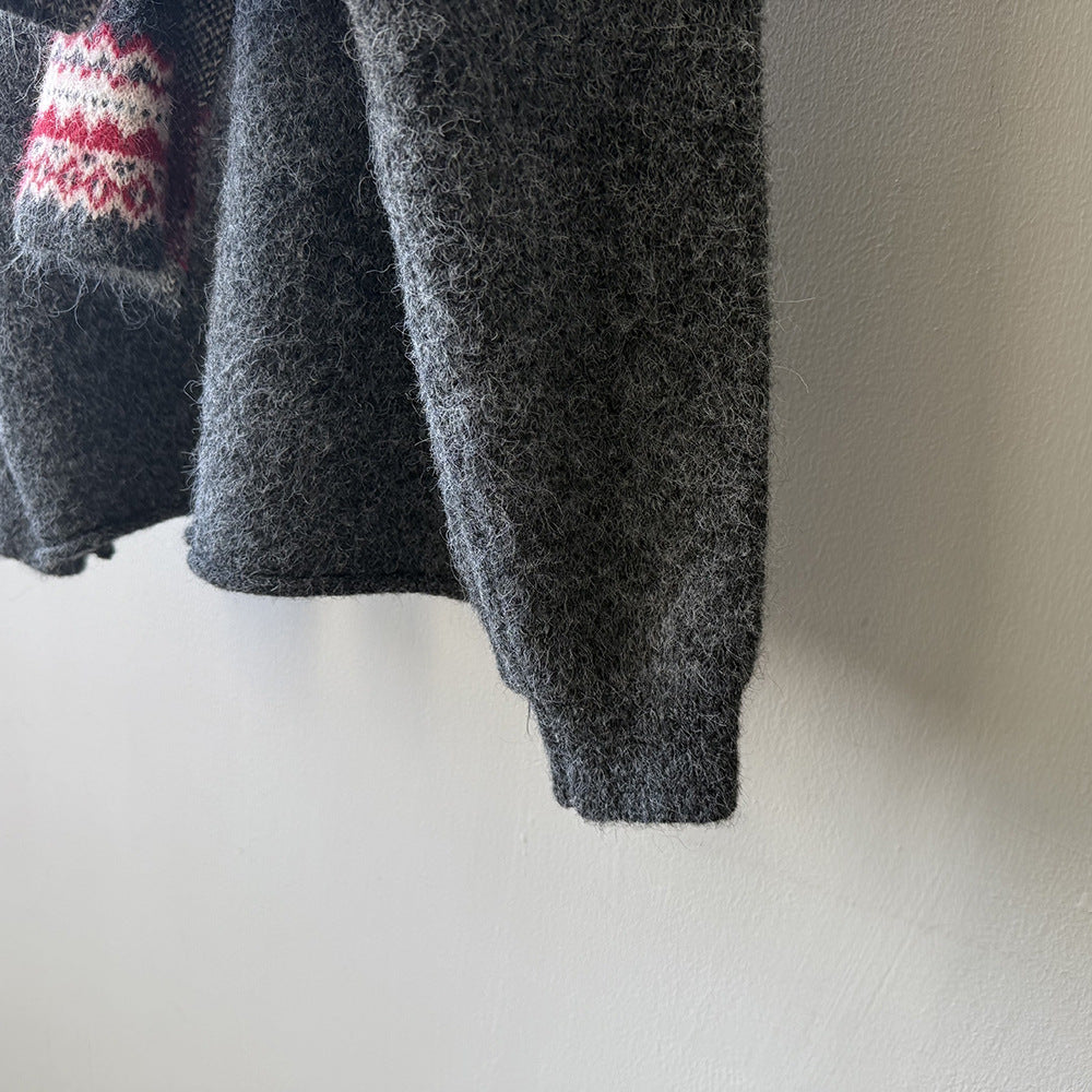 【YP6106】 實拍費爾島提花針織外套＋圍巾(含羊毛3%) 251023