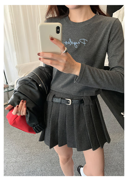 【H5482】實拍磨毛舒適質感刺繡長袖T恤251109